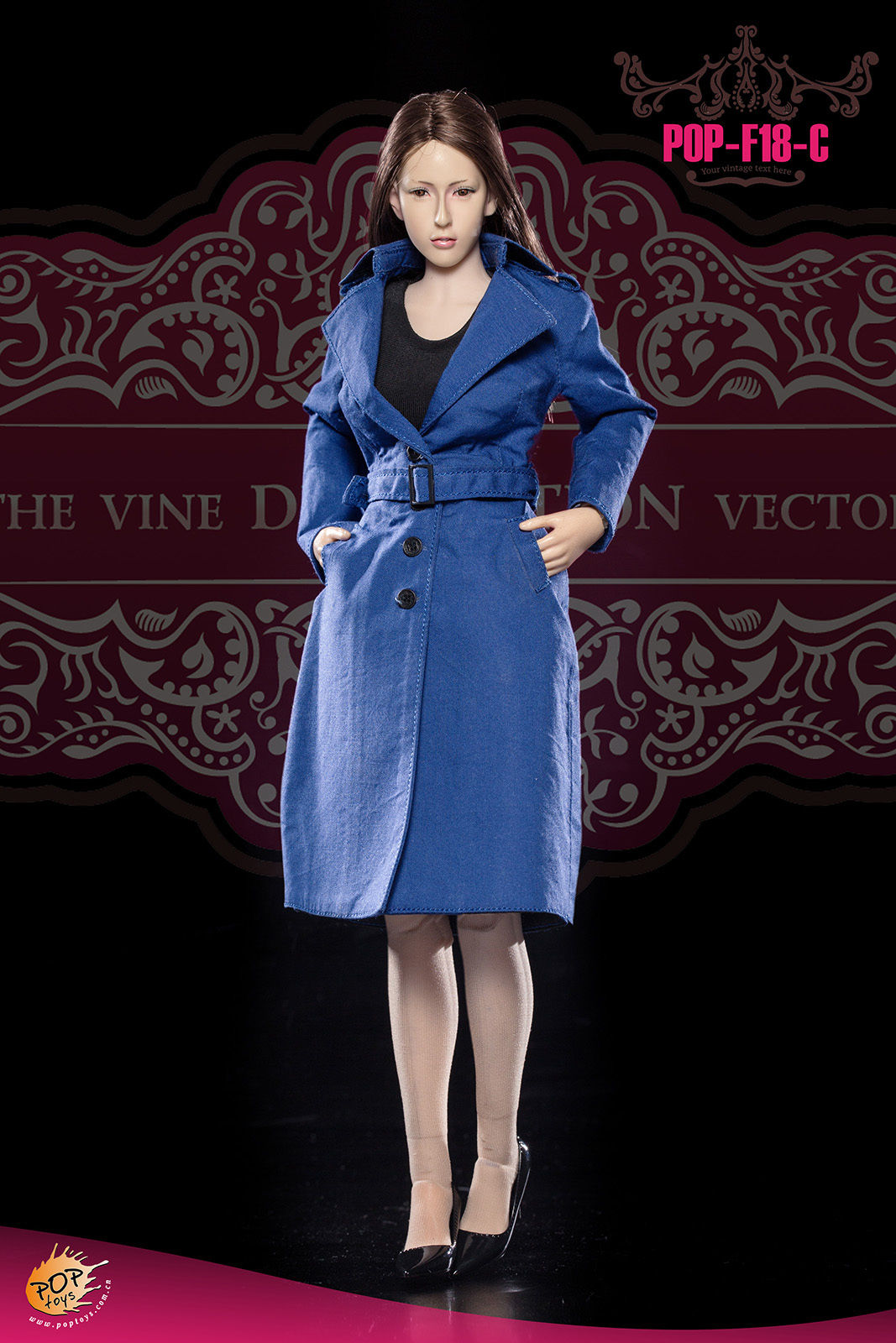 POPTOYS F18C The British Women's Windbreaker Suit ชุดคลุมสีน้ำเงิน