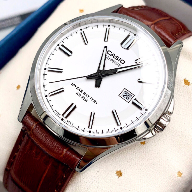 Casio นาฬิกาข้อมือ ผู้ชาย สายสเตนเลสสตีล กระจก Sapphire รุ่น MTS-100D MTS-100L MTS-100L-7A MTS-100D-1A MTS-100D-2A MTS-100D-7A
