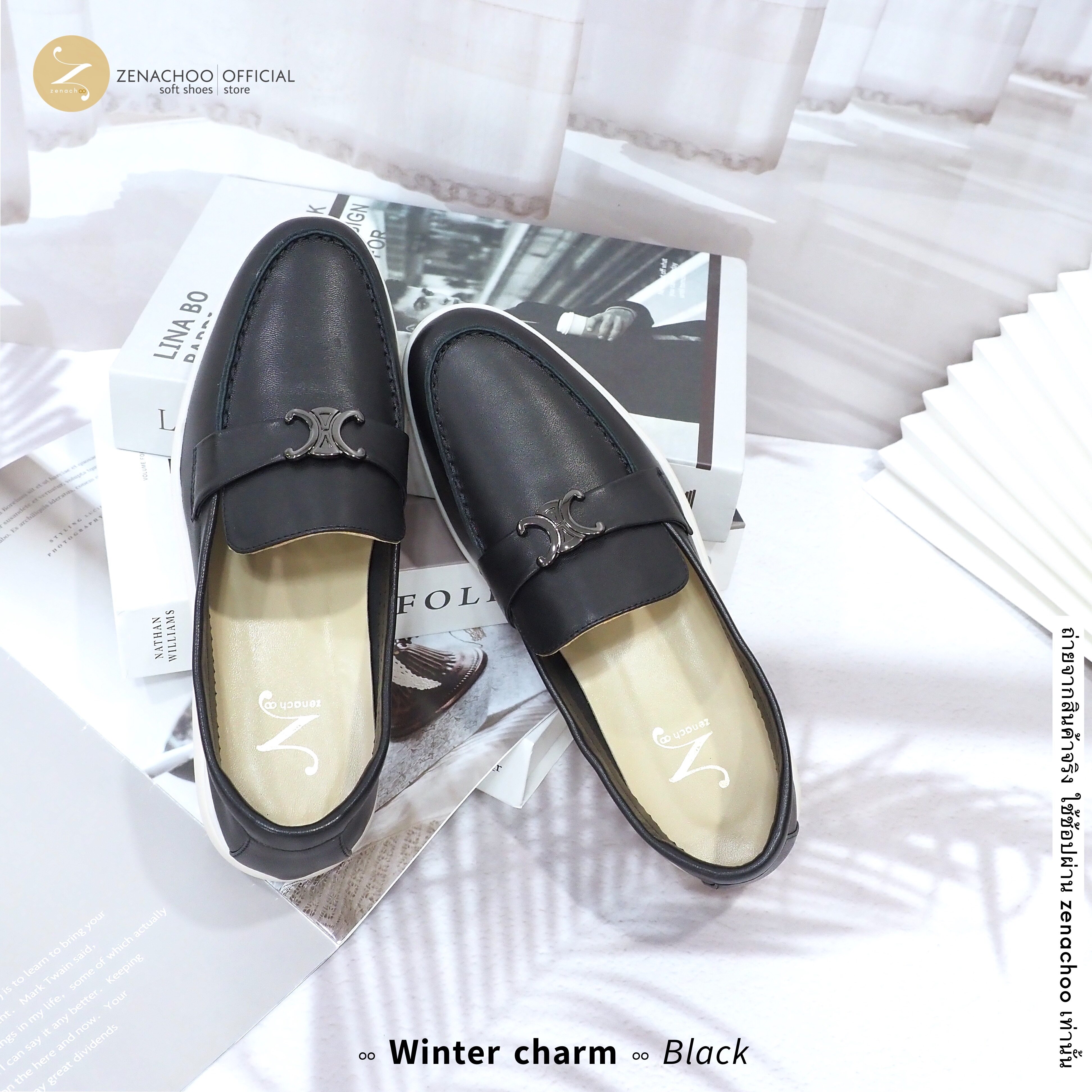 ทรงใหญ่ ลด 1 ไซส์ เปลี่ยนไซส์ได้-ไม่รับคืน Zenachoo รุ่น Winter charms รองเท้าหนังแกะแท้ loafer หนังแกะนุ่ม ใส่สบายมาก