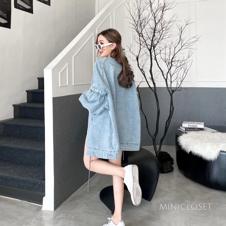 เสื้อคลุมยีนส์น่ารักสไตล์เกาหลี เสื้อคลุมโอเวอร์ไซส์