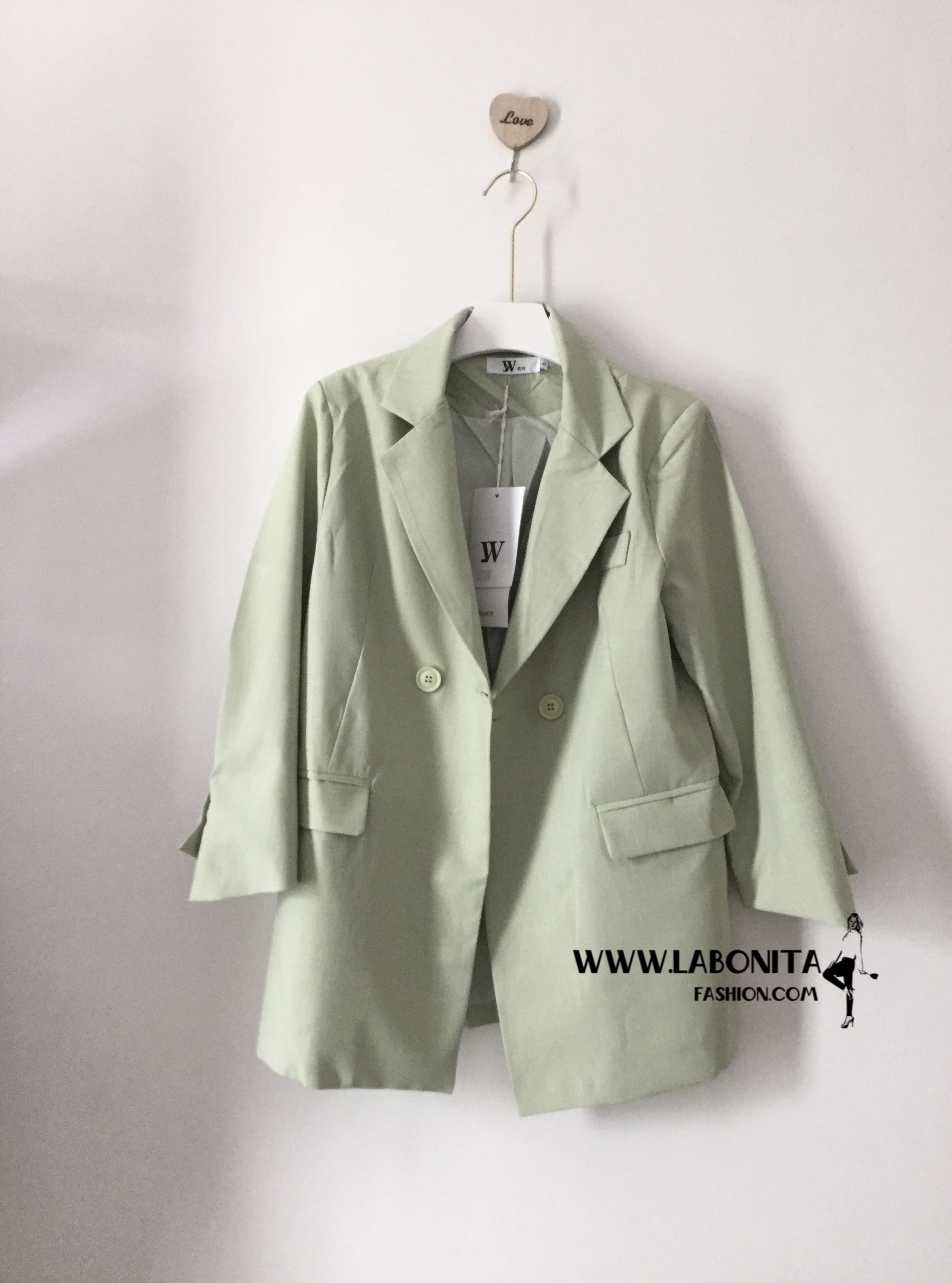 เสื้อสูทเกาหลี สีเขียวมิ้น
