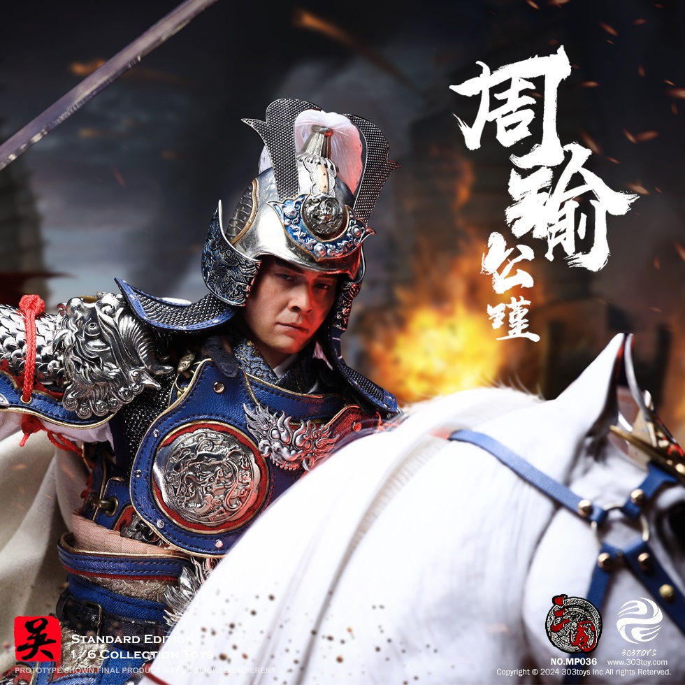 303TOYS MP037 + MP038 THREE KINGDOMS SERIES - ZHOU YU GONGJIN (EXCLUSIVE EDITION) + WHITE TIGER, THE STEED OF ZHOU YU