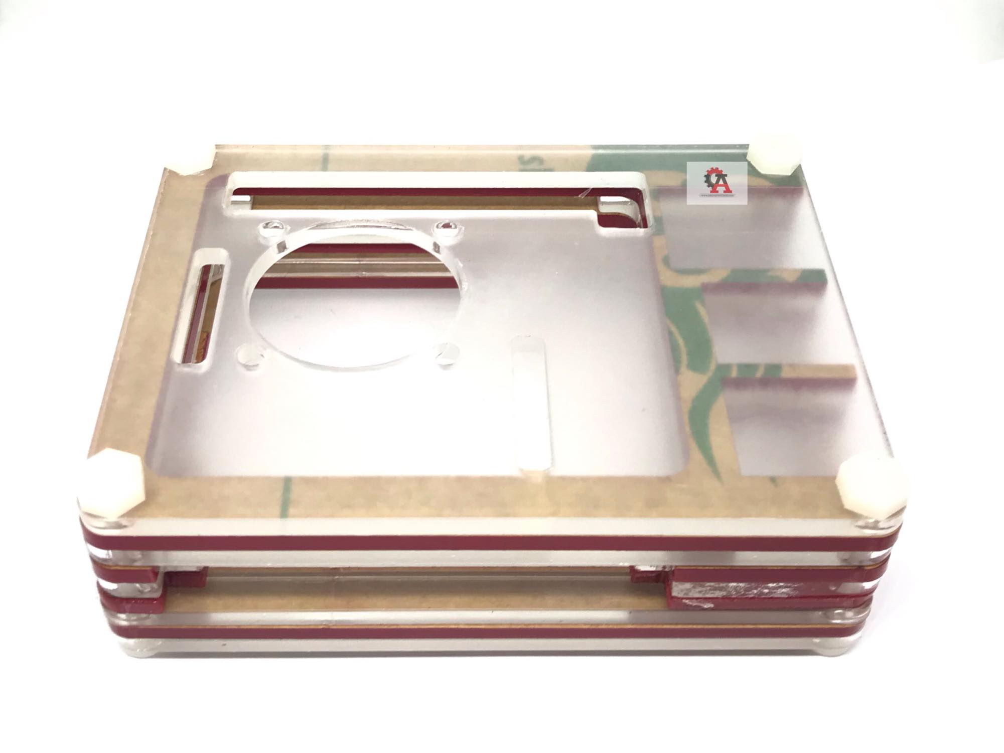 Raspberry pi 4 case + fan สีแดง