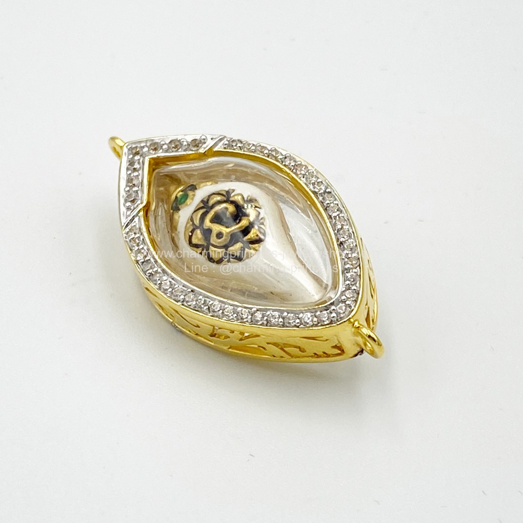 พระสังข์ สั่งรวย ครูบากฤษณะ อินทวัณโณ นำไปล้อมกรอบ อัดกันน้ำ ฝังพลอย White Zircon ไวท์เซอร์คอน *Pre-order*