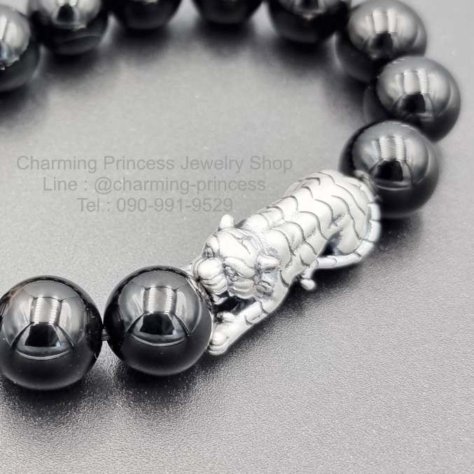 Black Onyx โอนิกซ์ดำ 12 มม ป้องกันสิ่งชั่วร้าย ช่วยขจัดปัญหา ความวุ่นวายใจ ประดับเสือ เงินแท้ สัญลักษณ์แห่งอำนาจ ความมั่งมี และเงินทอง