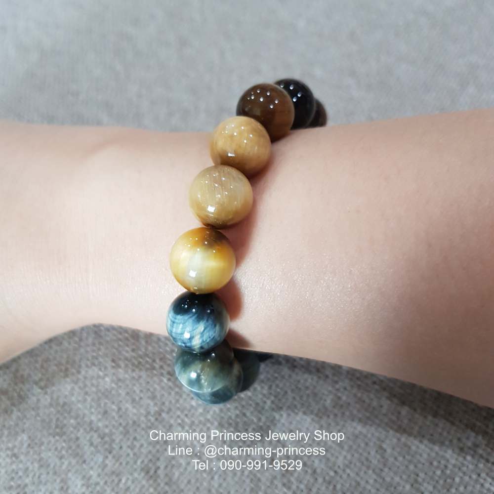 5 พยัคฆราช Tiger Eye Multi Colors หินตาเสือครบทุกสี 12 มม แก้ปีชง พลิกฟื้นดวงชะตา แคล้วคลาดปลอดภัย หินแก้ปีชง