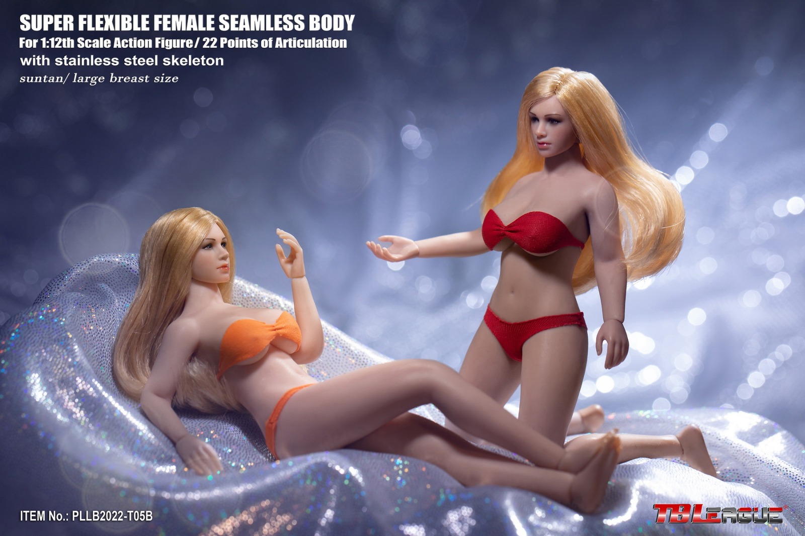 TBLeague PLLB2022-T05A, B 1/12 Super Flexible Female Seamless Body - Pale, Suntan / Large Breast Size