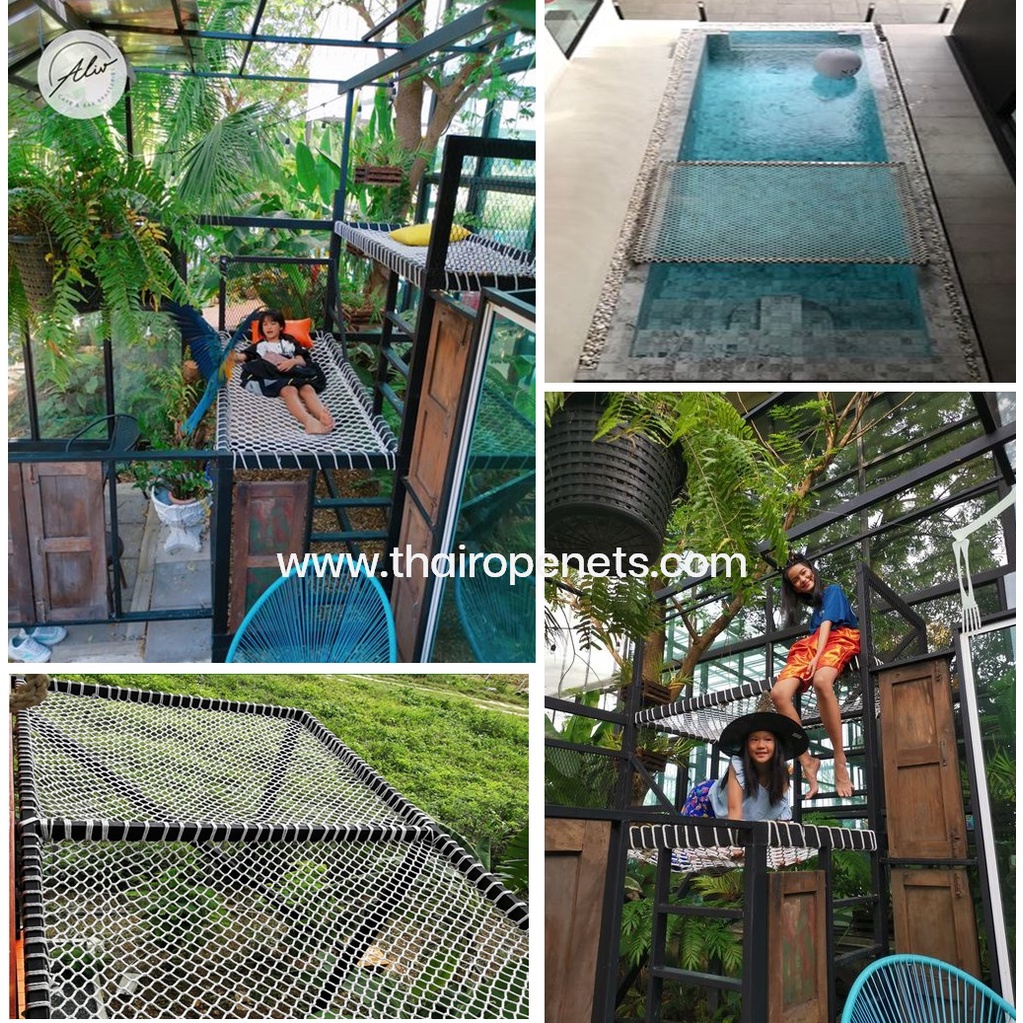ตาข่ายเปลนอน รุ่น minimal ตาข่ายตกแต่งบ้าน สวนสนุกเด็ก โรงแรม รีสอร์ท กั้นราวบันได ราวสะพานกันตก
