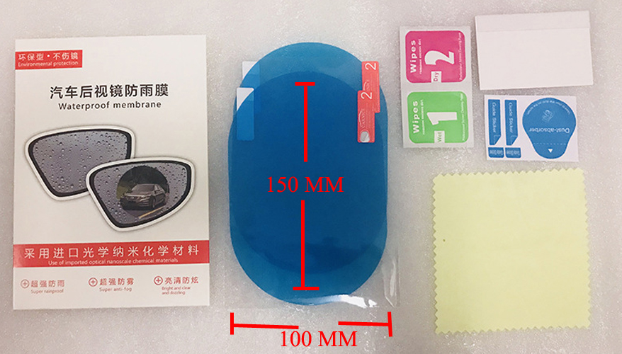 F01S ฟิล์มติดกระจกมองข้างกันน้ำ กันหมอก นาโนฟิล์ม ทรงกลม ขนาด 10cm X 15 cm ชุด 2 ชิ้น **แผ่นใหญ่