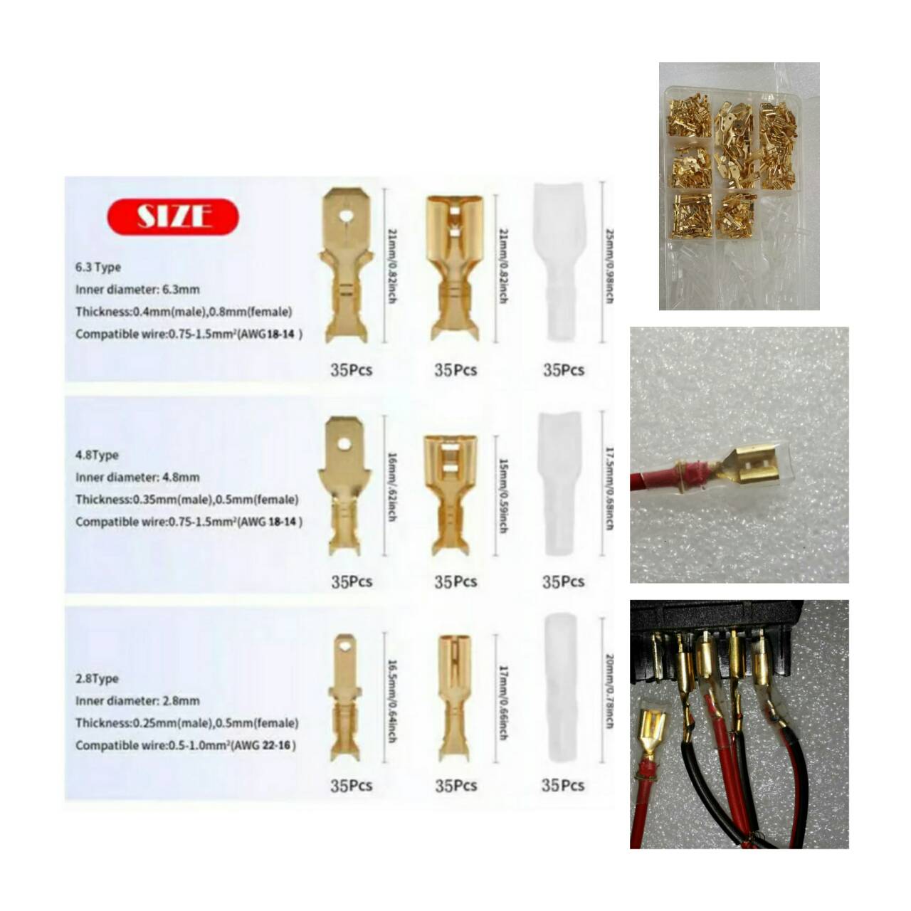 CARE16 ชุด หัวต่อสายไฟ315ชิ้น ทองเหลืองแท้ พร้อมปลอก