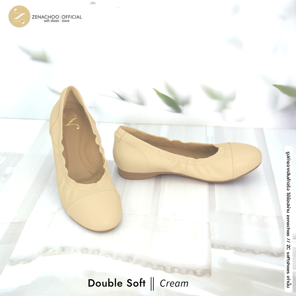 นิ่มตะโกน รองเท้าคัทชูเพื่อสุขภาพ zenachoo หนังแกะแท้ ความสูง 1.5 นิ้ว รุ่น Double soft นิ่มสบายสุด ทรงปกติ