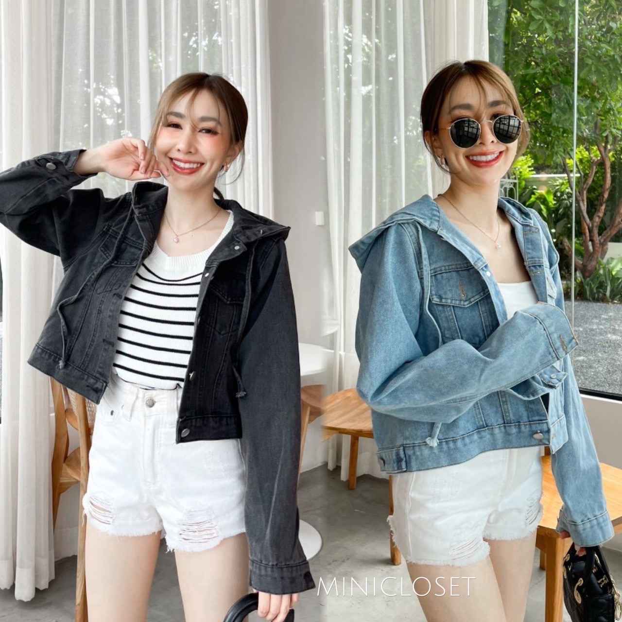 เสื้อยีนส์มีฮู้ด แจ็คเก็ตยีนส์ผู้หญิง