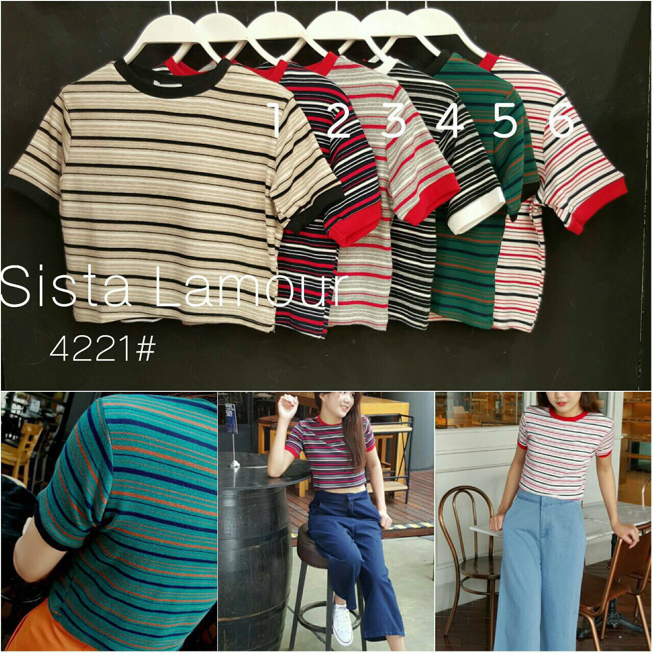 เสื้อครอป เสื้อลายริ้วใหม่Cute มั๊กๆ ต้องมีนะจ๊ะบอกเลย