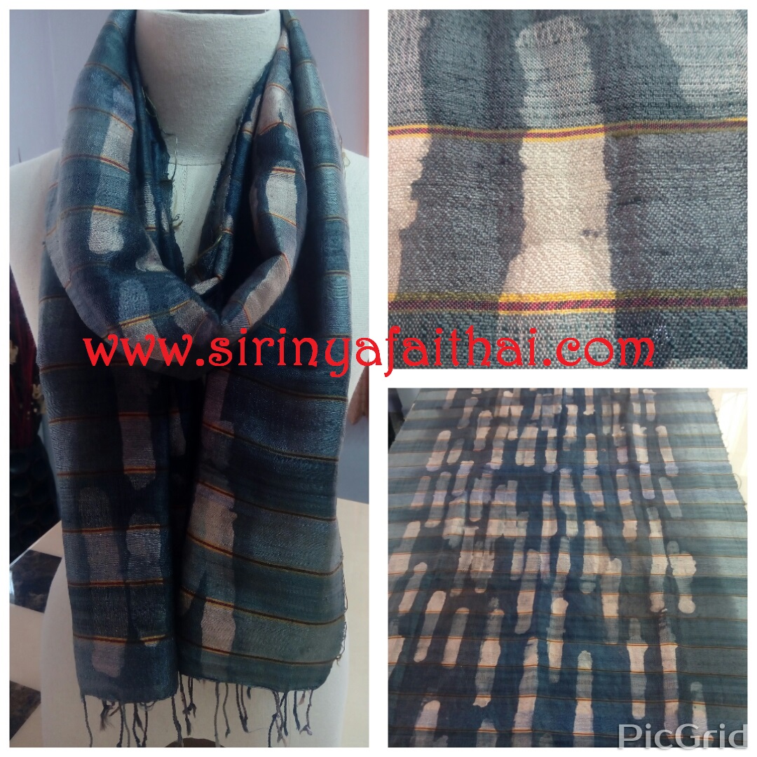 ผ้าพันคอ-ผ้าคลุมไหล่ไหมแท้ทอมือ เพ้นท์บาติก Thai Silk Hand Painting Batik