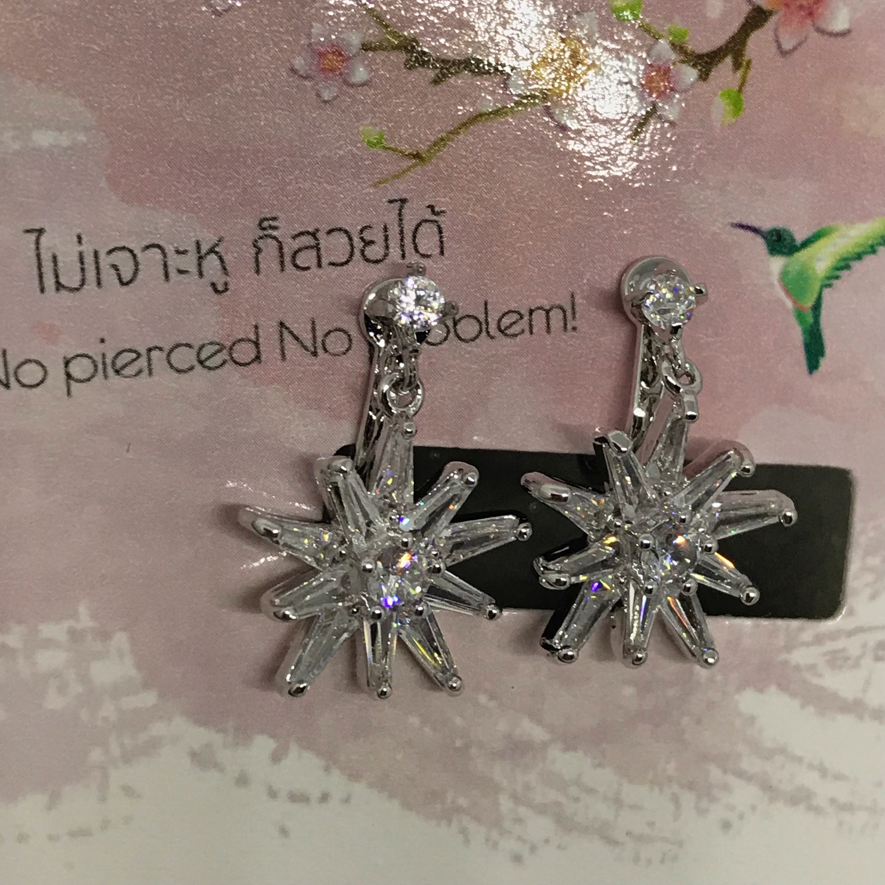 ต่างหูหนีบ Sunnier มีซิลิโคนรอง หนีบไม่เจ็บ เงินแท้92.5% ไม่เจาะหูก็สวยได้_EC201