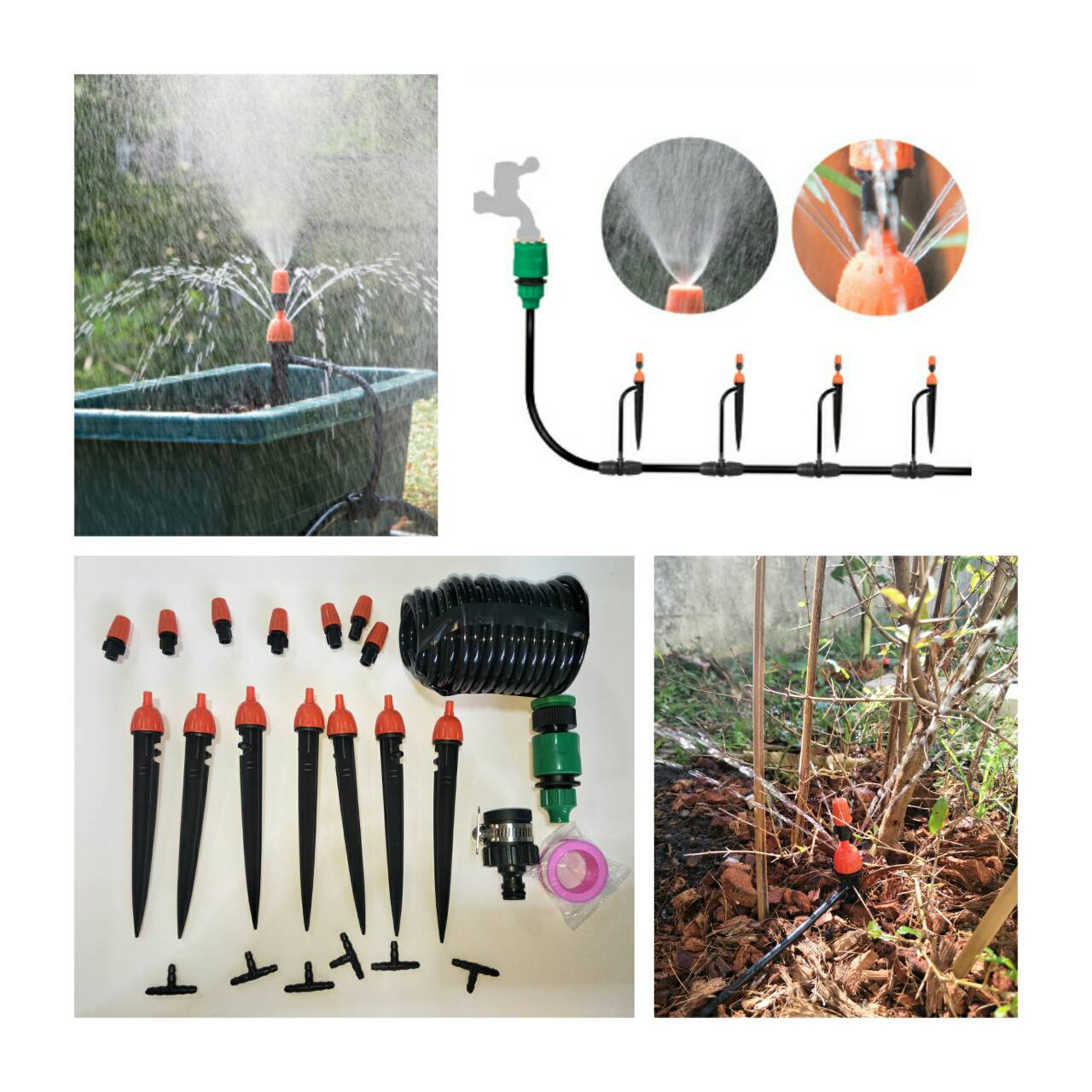 OT44 ชุดหัวรดนน้ำต้นไม้ แบบ MICRO รุ่นหัวจ่ายน้ำกันหุนฟรี สาย 10 เมตร 7 หัว