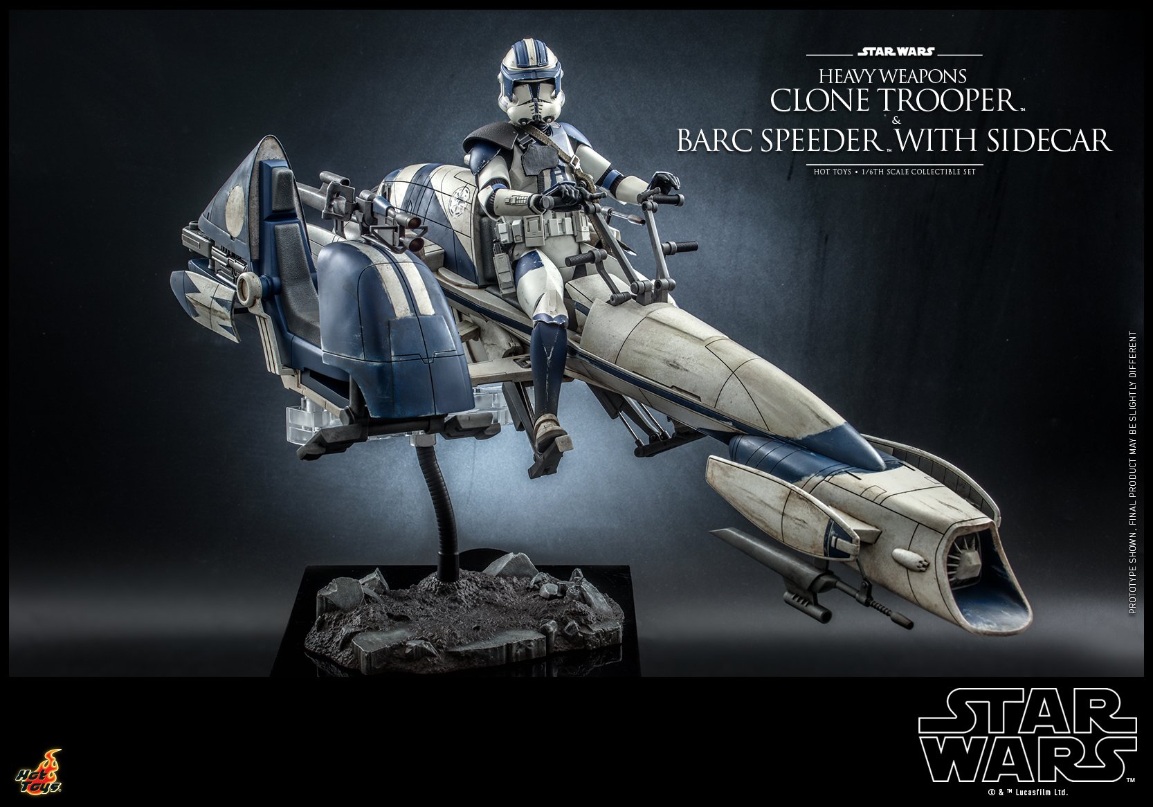 Hot Toys TMS077 1/6 Star Wars: The Clone Wars™ - Heavy Weapons Clone Trooper™ and BARC Speeder™ with Sidecar™