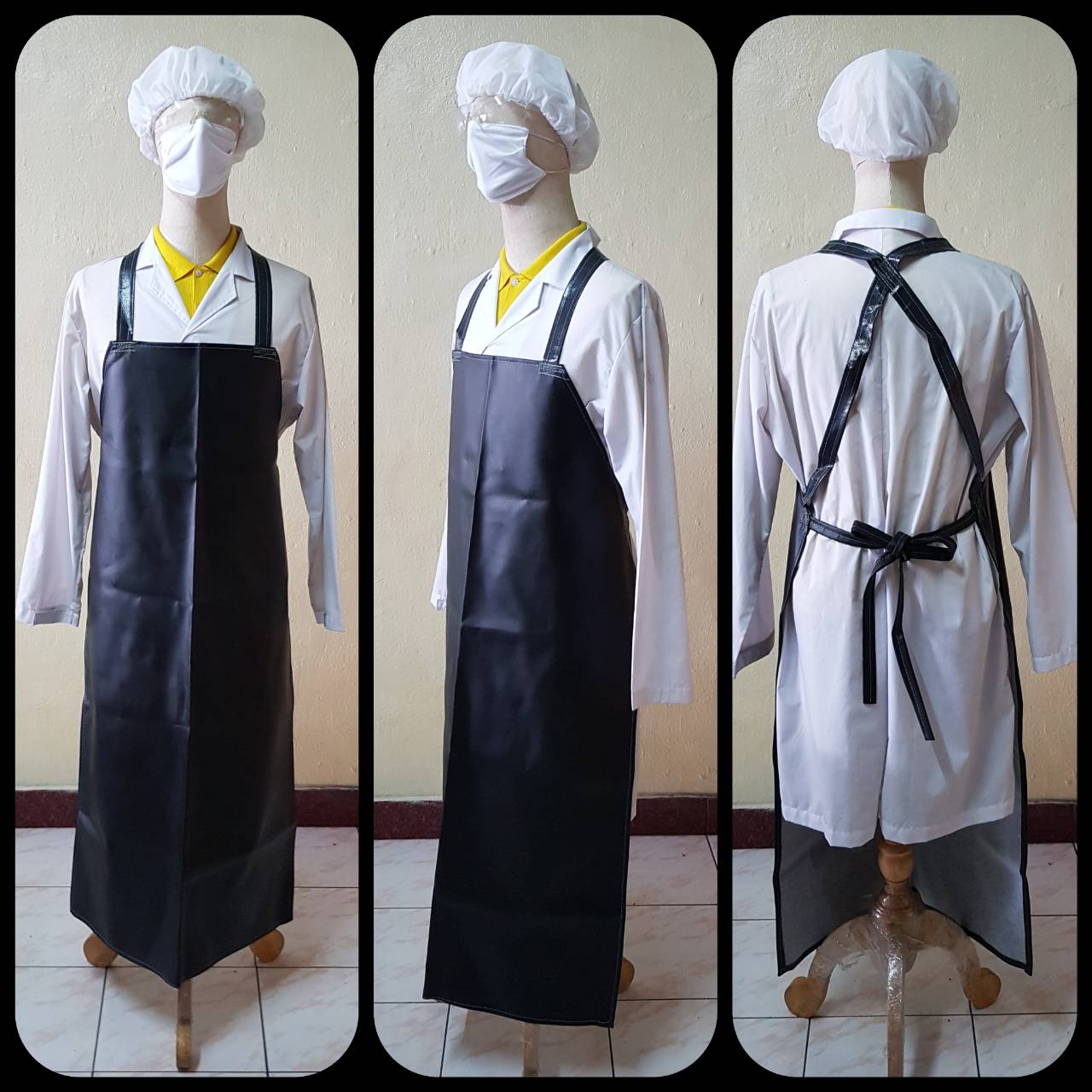 เอี้ยมหนังเทียม กันน้ำ กันน้ำมัน สายไขว้หลัง ขนาด 66 x 100 ซม.