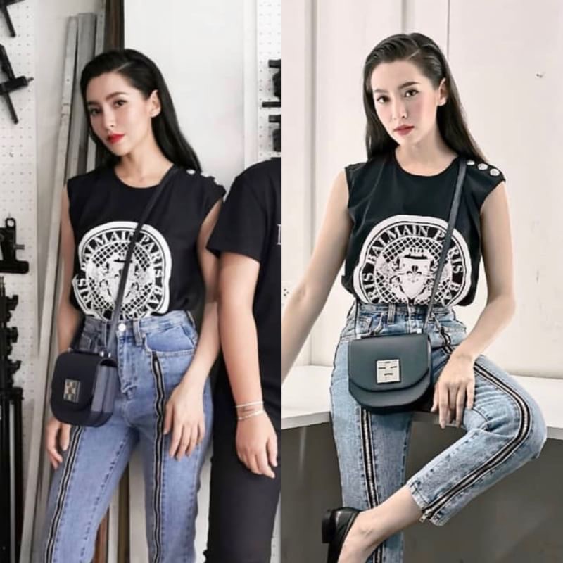 เสื้อยืดBALMAIN Tank เสื้อยืดดาราใส่