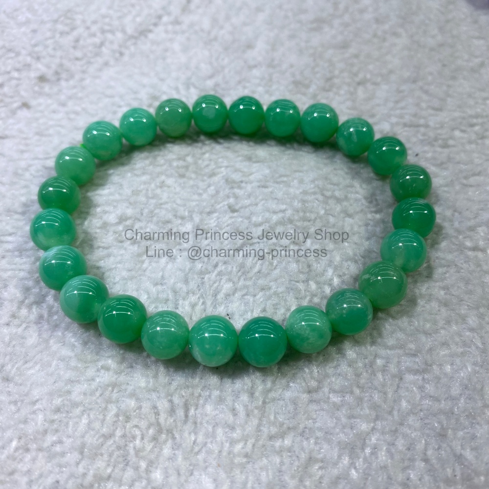 Chrysoprase คริสโซเพลส 7.6 มม หินแห่งความผ่อนคลาย ป็นหินที่ช่วยนำความอุดมสมบูรณ์ของความรัก และความเจริญรุ่งเรืองในชีวิต