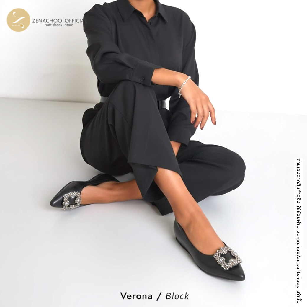 ทรงปกติ เปลี่ยนไซส์ได้ ไม่รับคืน Zenachoo รุ่น Verona เสริมด้านในสูง 1 นิ้ว หัวแหลม หนังแกะแท้