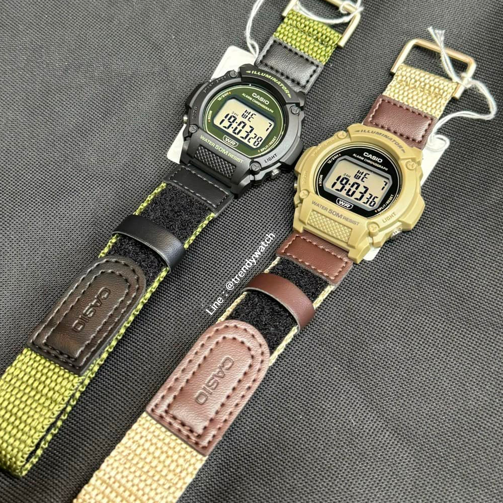 นาฬิกาดิจิตอล CASIO W-219HB สายผ้า ของแท้ 100% รับประกันสินค้า 1 ปีเต็ม