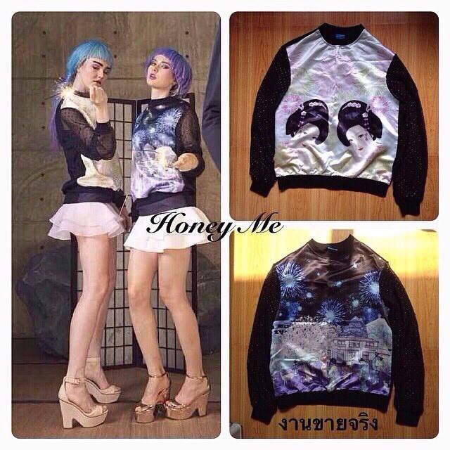 Brand: Kayasis Sweater ลายพิเศษแขนซีทรูdesignพิเศษค่ะเปนจุดวุ้งวิ้งทั้งแขนคร้า ทำให้เสื้อตัวนี้เก๋ขึ้นมาทันทีเลยคร้า