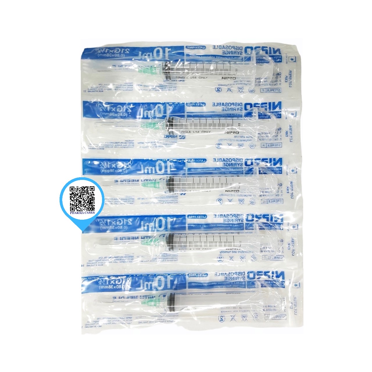 NIPRO SYRINGE 10 ML+เข็ม 21Gx1/2'' 100'S