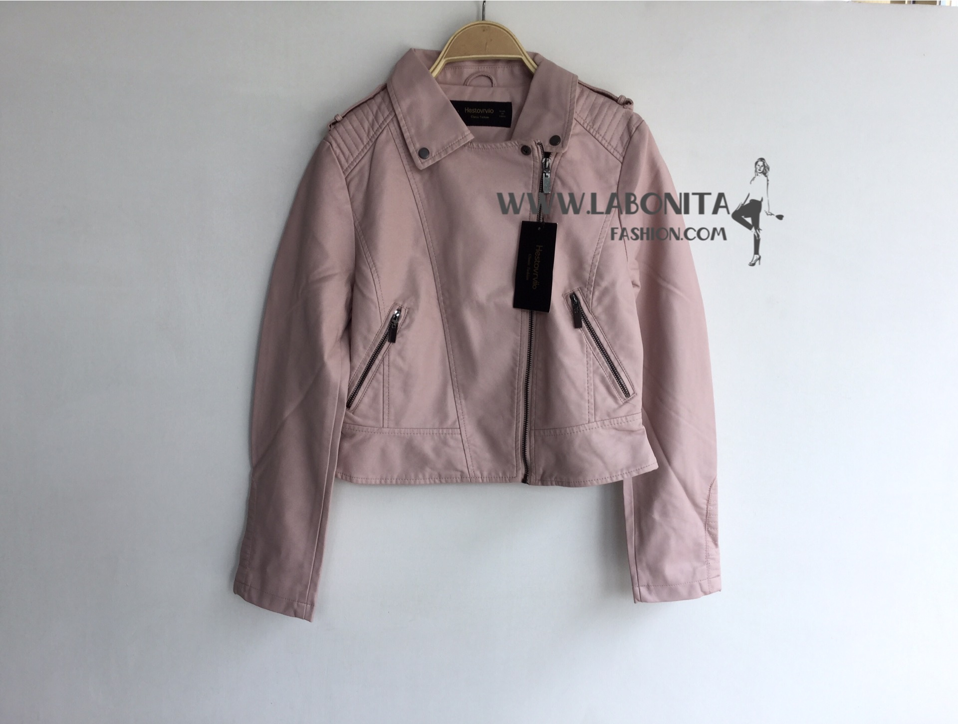 เสื้อหนัง แจ็คเก็ตหนังสีชมพู