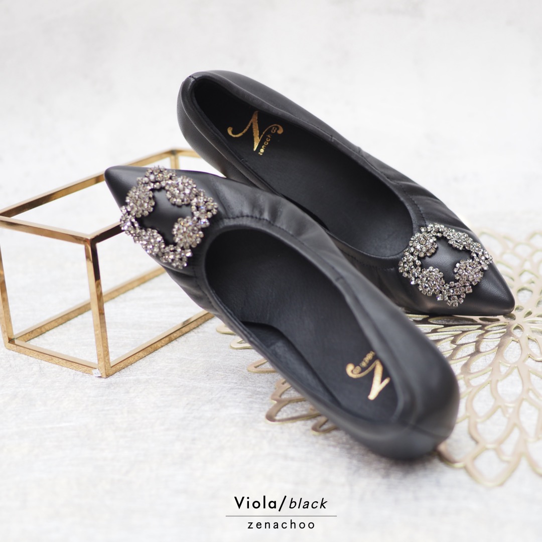 ทรงปกติ เปลี่ยนไซส์ได้-ไม่รับคืน รีสต๊อค Zenachoo Viola2 สี black ส้นสูง 2 นิ้ว รองเท้าแกะแท้ ทรงสวยไม่บีบเท้า ขายดีมาก