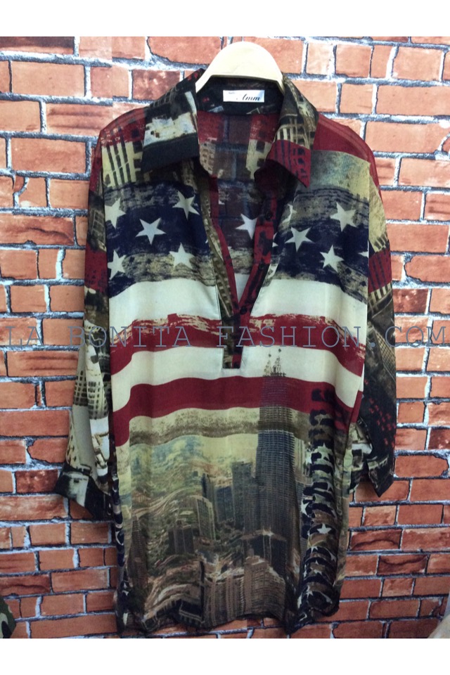 เดรสเชิ้ตชีฟองตัวยาว ผ้าลายสวย