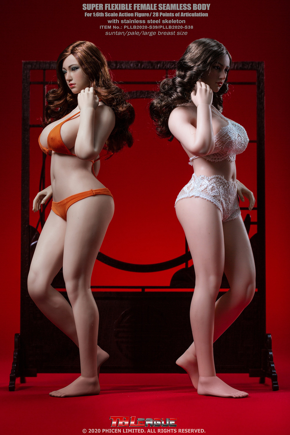 TBLeague PLLB2020-S38 S39 1/6 Super Flexible Female Seamless Body - Large Breast Size Pale (With Head)