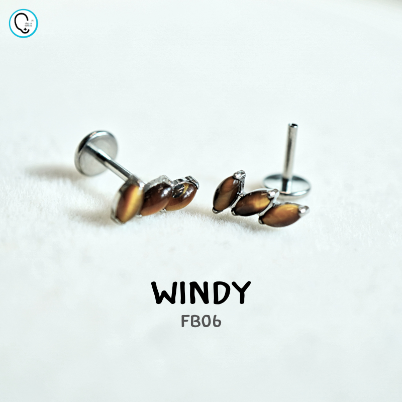 ต่างหูไทเทเนียม 100% แป้นแบนขันน็อต สำหรับผิวแพ้ง่าย ใส่สบายเรียบหลังหู รหัส FB (ราคา/ข้าง)