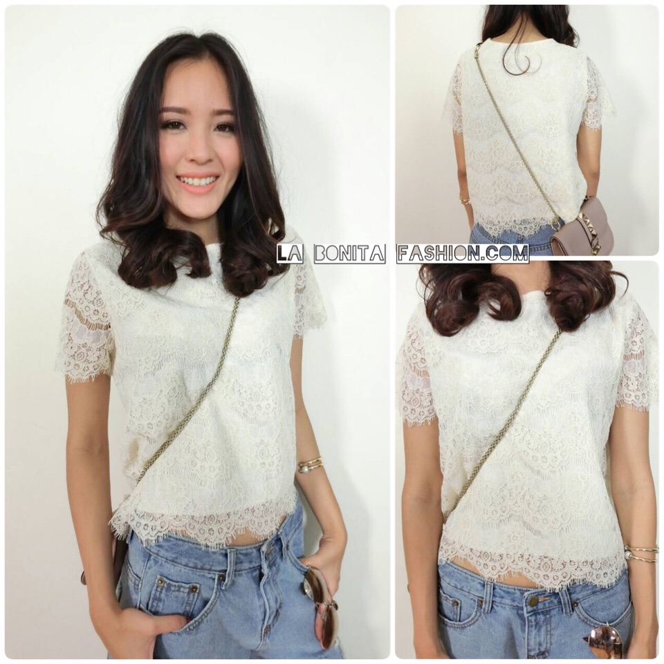 Lace Garden Top (ONLY @Naked Studio) เสื้อตัวสั้นลูกไม้อย่างดี มีซับในในตัว งานดีเย็บเก็บริมขอบเรียบร้อยค่ะ ใส่ได้กับทั้งยีนต์ขาสั้นและยาวนะค่ะ