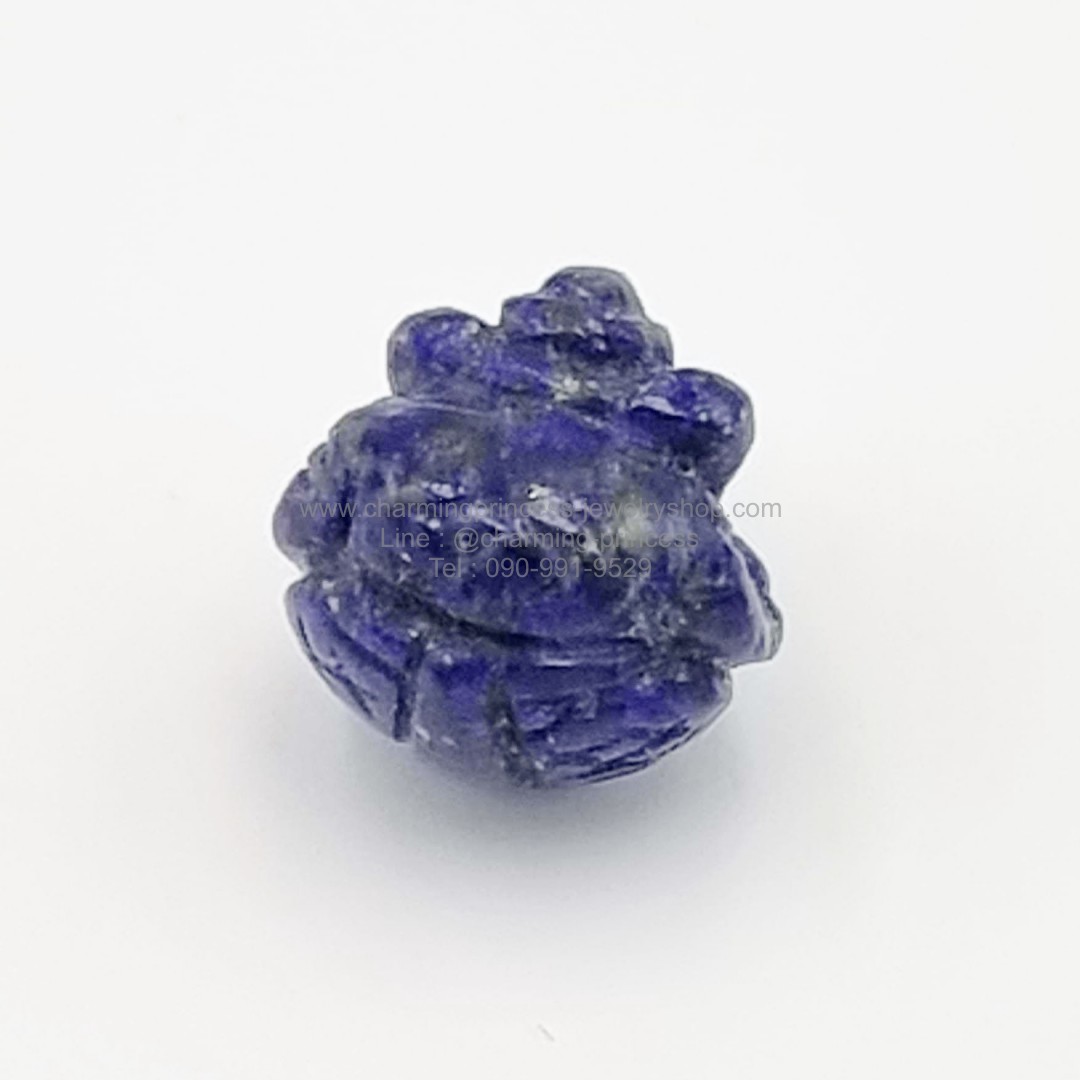 หินสีน้ําเงิน ลาพิส ลาซูลี แกะรูปพระพิฆเนศ มีรูสำหรับร้อยสร้อยข้อมือ ขนาด 10 mm