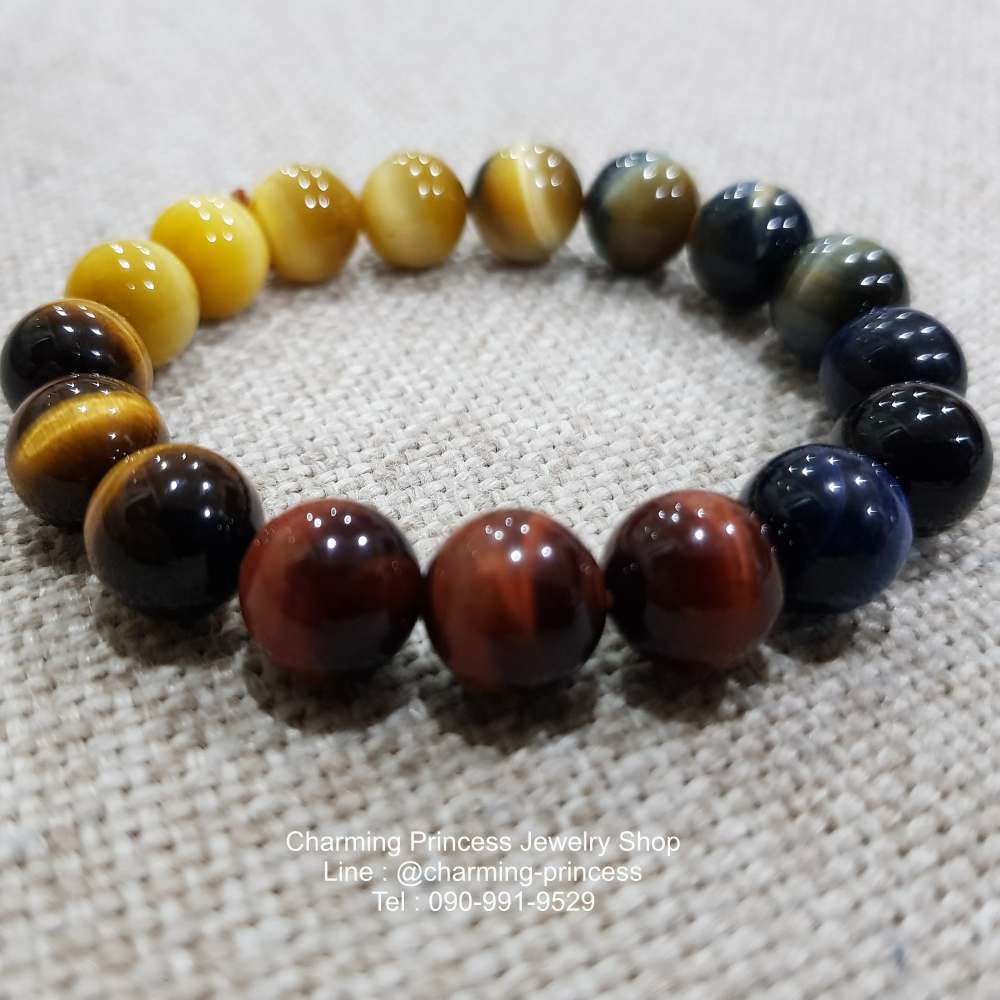 5 พยัคฆราช Tiger Eye Multi Colors หินตาเสือครบทุกสี 10 มม แก้ปีชง พลิกฟื้นดวงชะตา แคล้วคลาดปลอดภัย หินแก้ปีชง