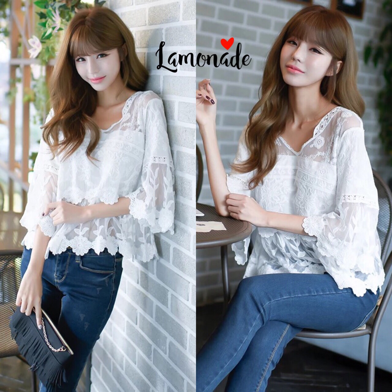 เสื้อลูกไม้คอวีสไตส์เกาหลี แต่ลูกไม้สลับผ้าซีทรู มีซับช่วงกลางตัว แอบเซ็กซี่ปนหวานเบาๆ งานสวย ใส่ชิวๆ แมทได้หลายสไตล์ค่ะ น่ารักมากๆค่ะ งานรับประกันคุณภาพจ้าาาา