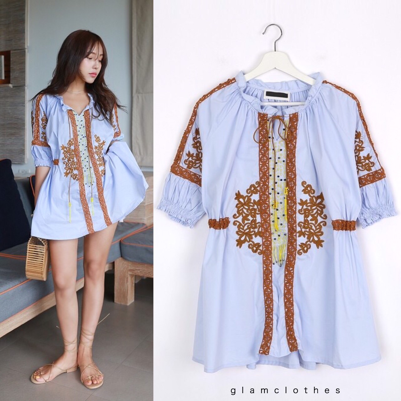 BOHEMIAN DRESS เดรสเกาหลีปักลายสไตล์โบฮีเมียน