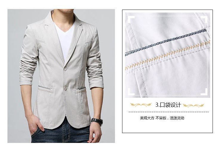 พร้อมส่ง เสื้อสูท ผู้ชาย สีดำ คอปกแต่ง แขนยาว กระดุมหน้า 2 เม็ด แต่งขอบกระเป๋าข้าง