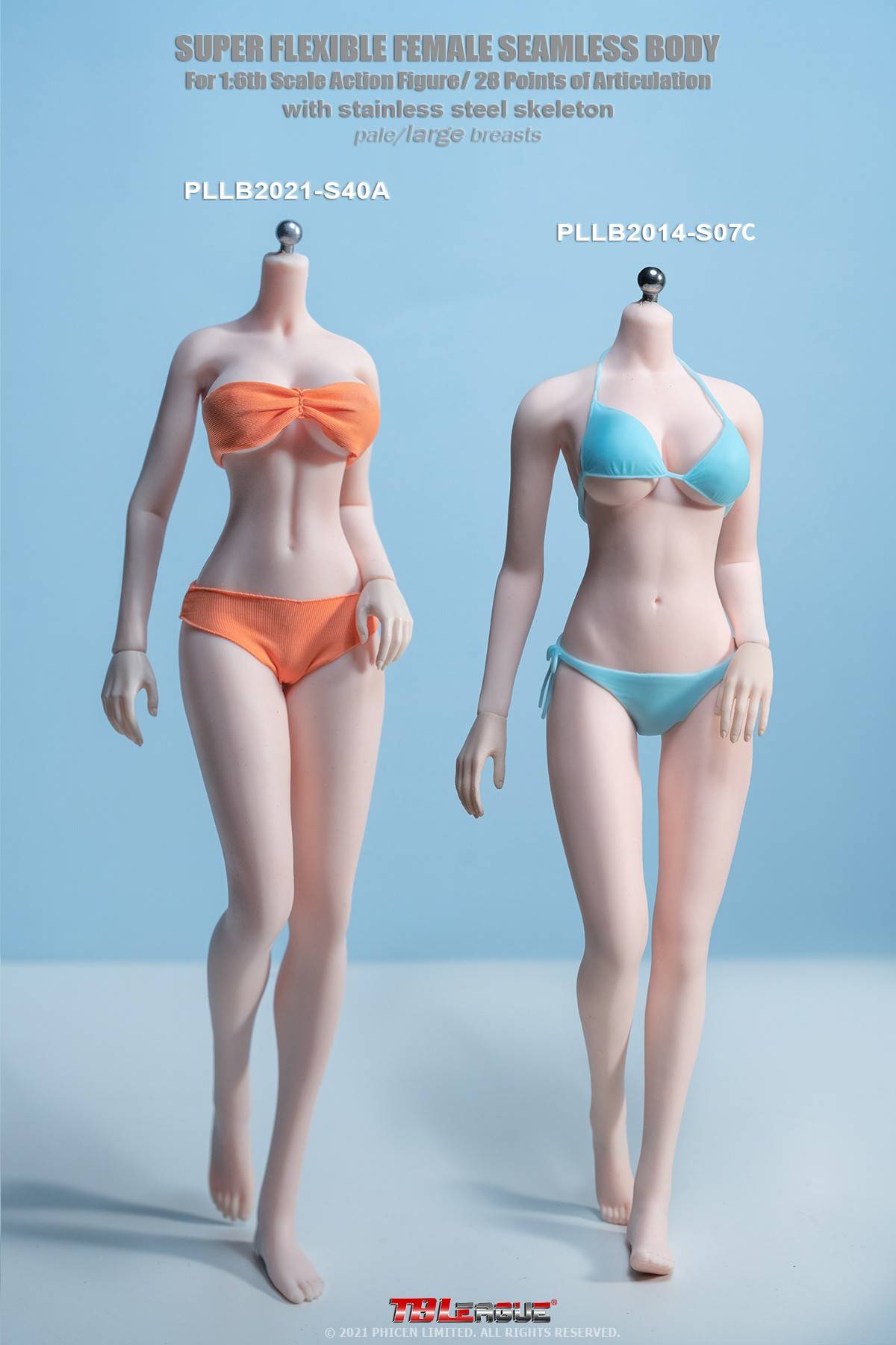 TBLeague PLLB2021-S41A 1/6 Super Flexible Female Seamless Body: Tall and Slender Detachable Feet - Pale / Large Breasts