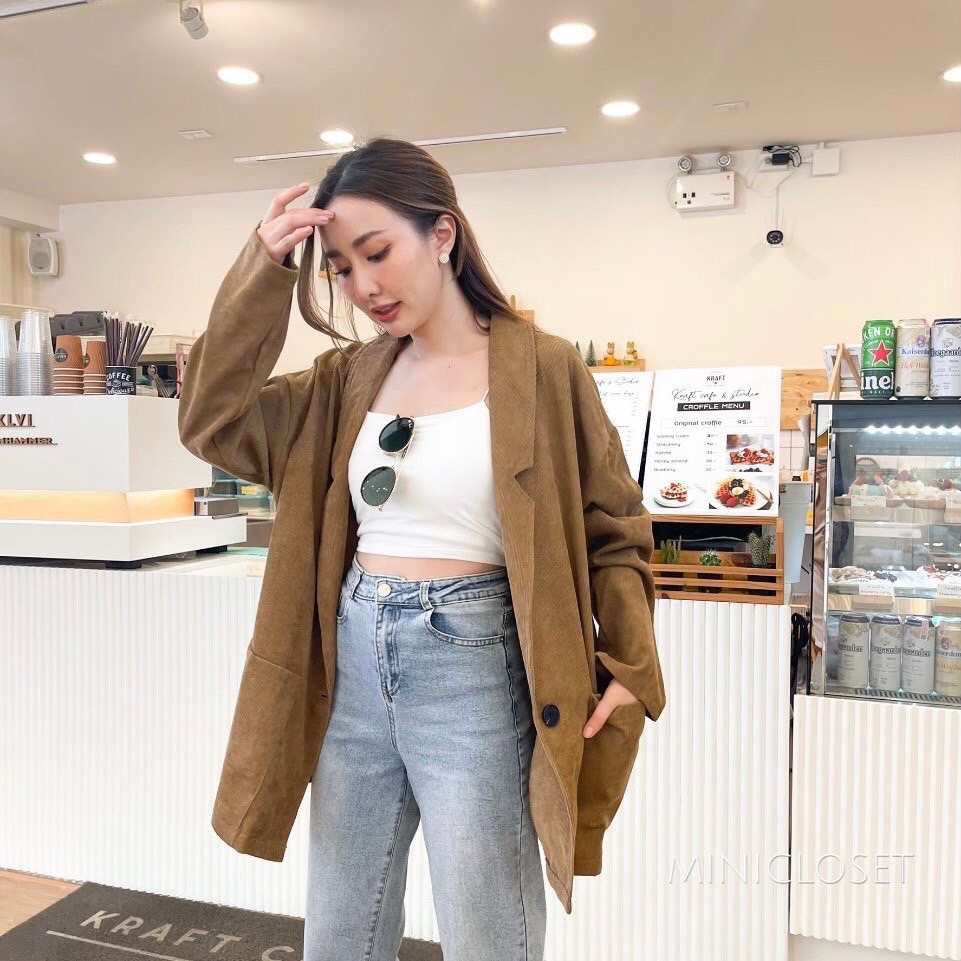 Blazer เบลเซอร์ สูทลำลองหญิง ผ้าลูกฟูก