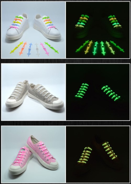 เชือกรองเท้าซิลิโคน เรืองแสงในความมืด