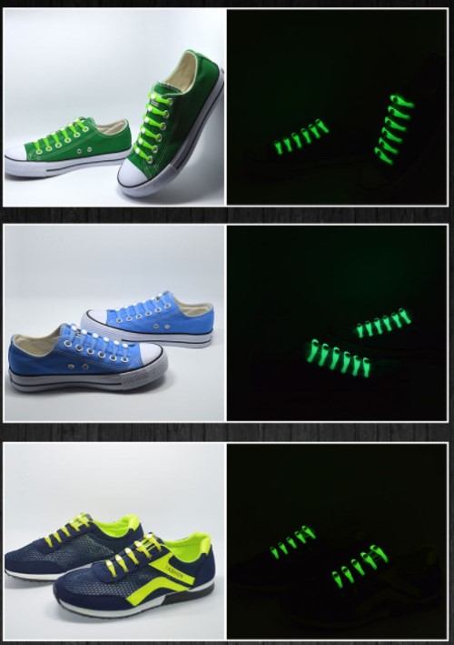 เชือกรองเท้าซิลิโคน เรืองแสงในความมืด