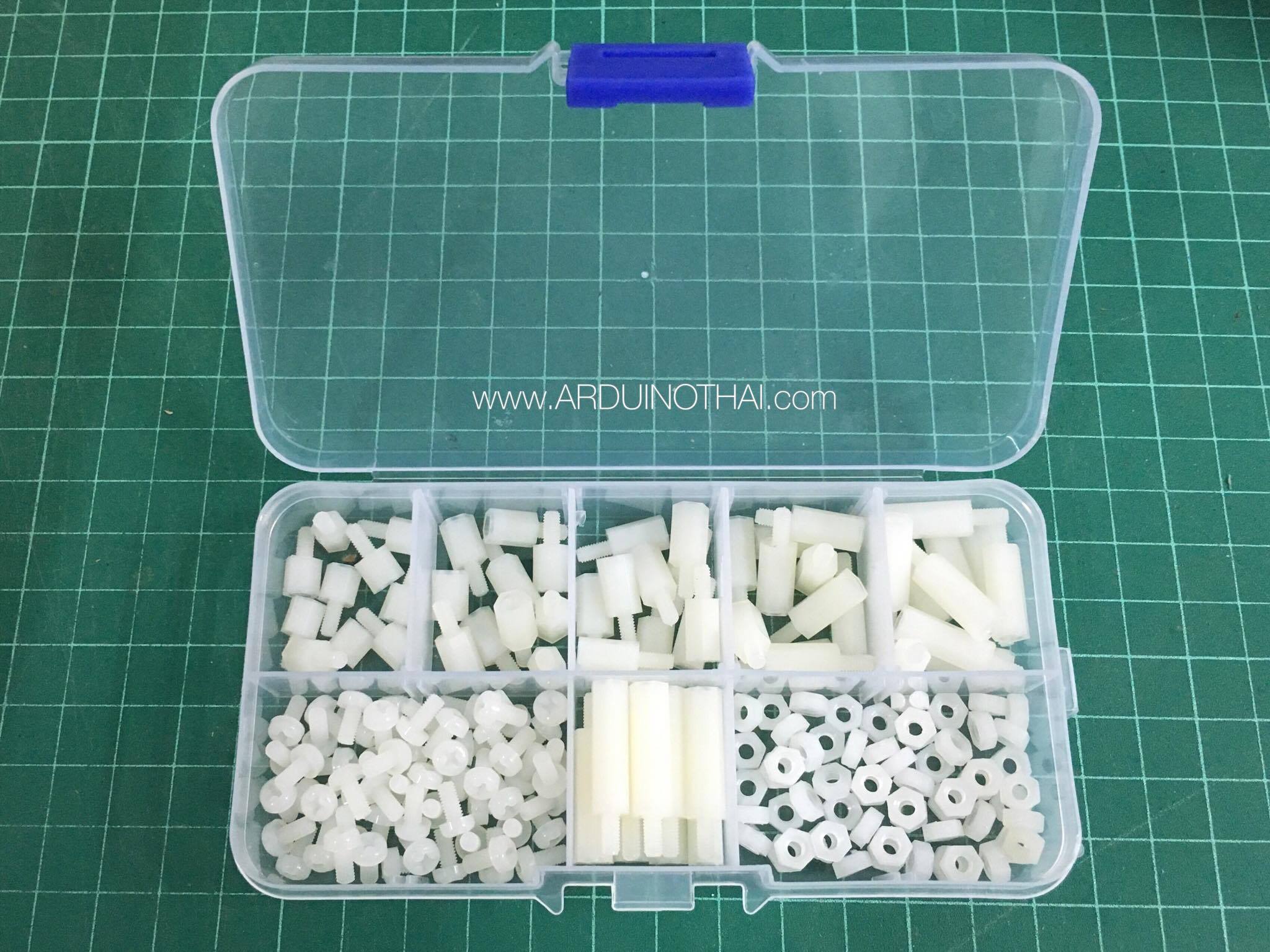 ชุดกล่อง M3 Nylon Hex Spacers/ Screw/ Nut Stand-off (สีขาว 180ชิ้น)