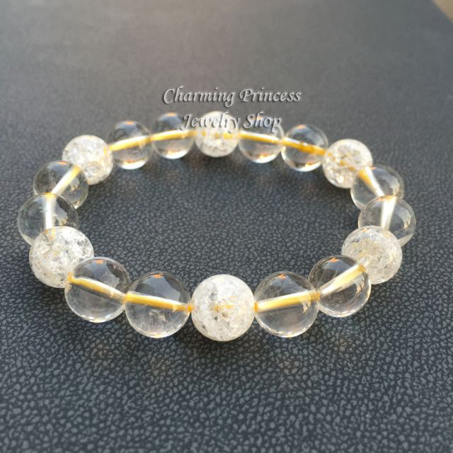 Crystal Quartz Ice Quartz คริสตัลควอตซ์ ไอซ์ควอตซ์ 10 mm ชำระล้างพลังงานด้านลบออกไปได้ทั้งหมด ปรับสมดุลการไหลเวียนของร่างกาย