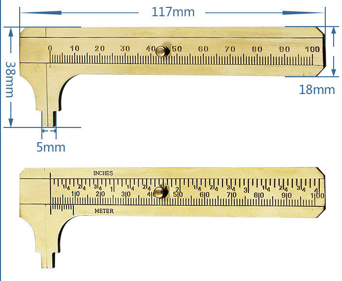 R08 เวอเนียร์ทอง 100 mm เหลือง