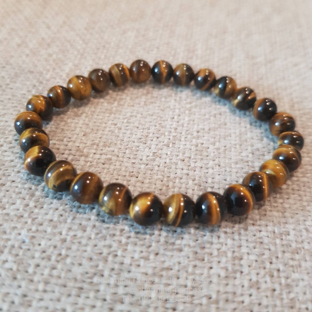 Tiger Eye ไทเกอร์อาย 6 มม ปกป้องคุ้มครอง มักจะเป็นผู้ชนะในการแข่งขัน และผู้ที่ดวงตกอยากหนุนดวงให้ดีขึ้น ประดับสิงโตเงินแท้