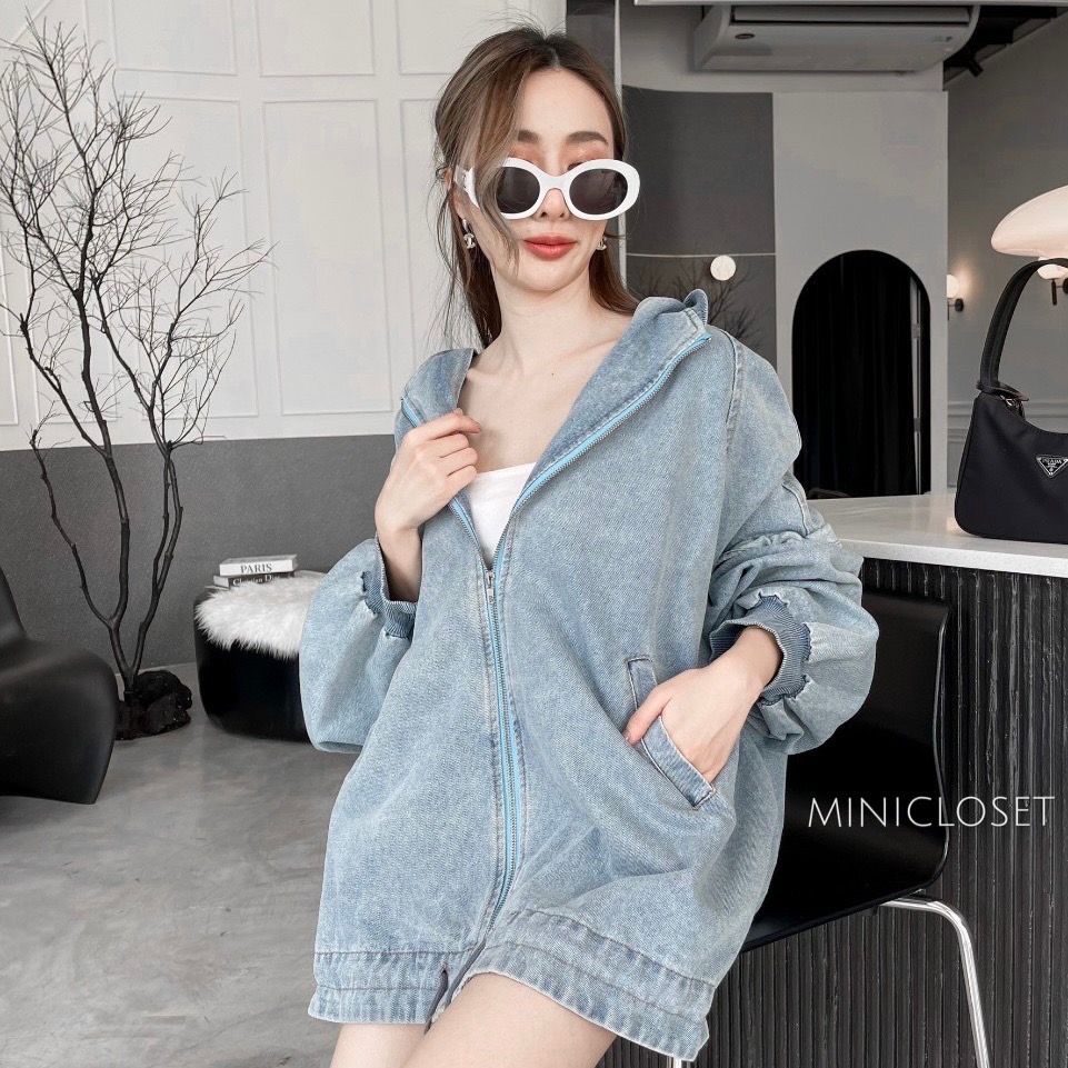 เสื้อคลุมยีนส์น่ารักสไตล์เกาหลี เสื้อคลุมโอเวอร์ไซส์