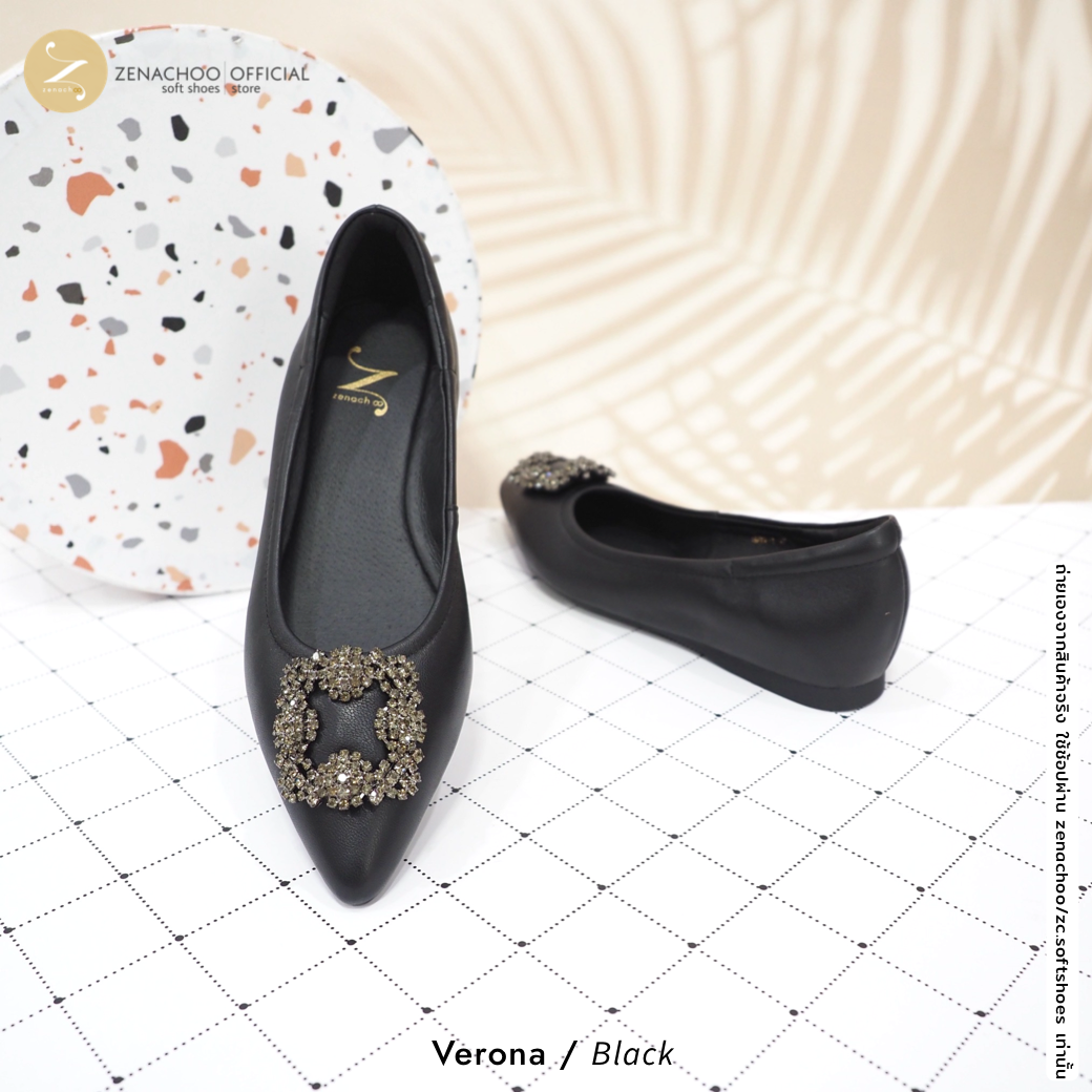 ทรงปกติ เปลี่ยนไซส์ได้ ไม่รับคืน Zenachoo รุ่น Verona เสริมด้านในสูง 1 นิ้ว หัวแหลม หนังแกะแท้