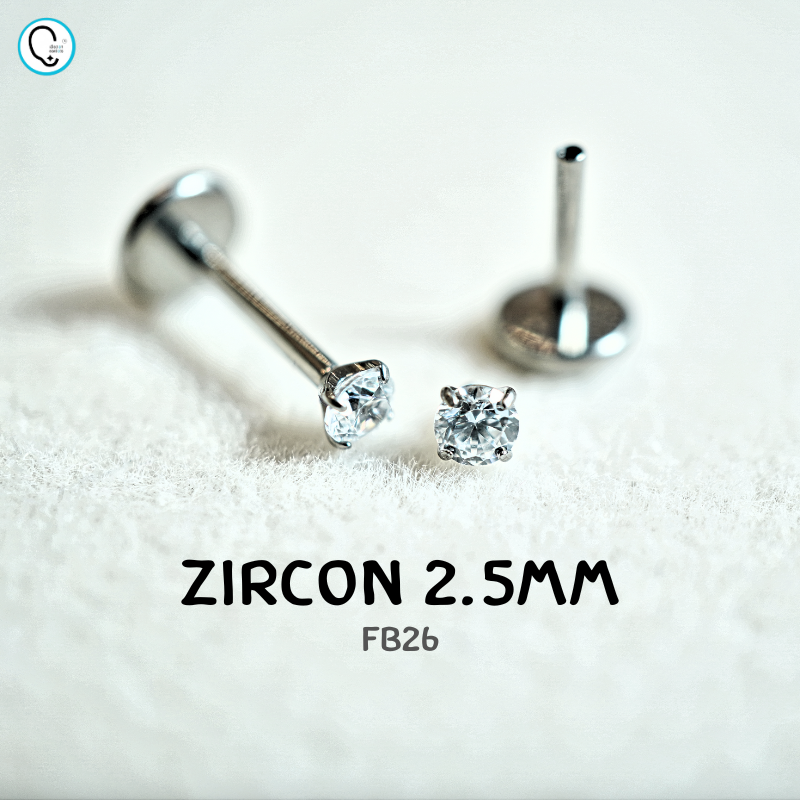 ต่างหูไทเทเนียม 100% แป้นแบนขันน็อต สำหรับผิวแพ้ง่าย ใส่สบายเรียบหลังหู รหัส FB (ราคา/ข้าง)